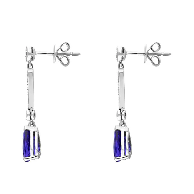 18ct White Gold Tanzanite Diamond Pear Cut Drop Earrings sold by Jura Watches product image thumbnail 2
