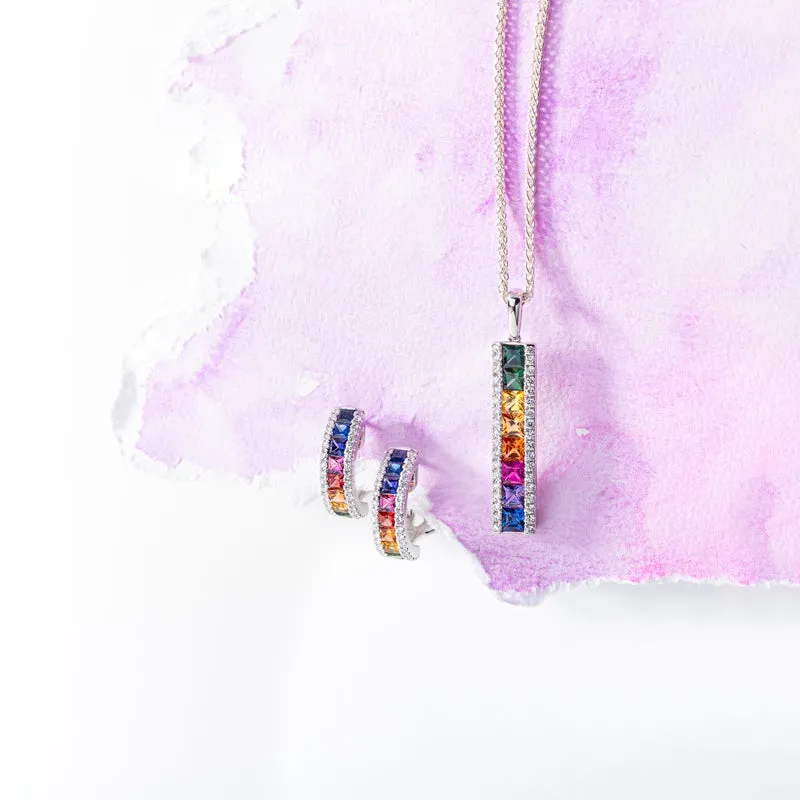 18ct White Gold Sapphire Diamond Princess Cut Multicolour Hoop Earrings sold by Jura Watches product image thumbnail 4