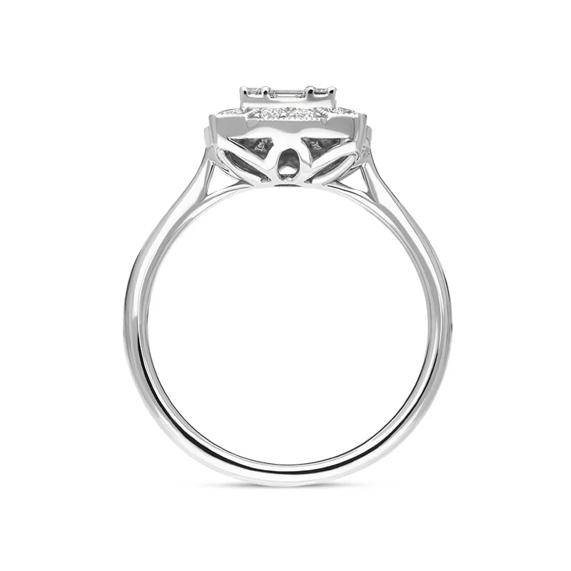 18ct White Gold Diamond Baguette Round Brilliant Cut Cluster Ring sold by Jura Watches product image thumbnail 3