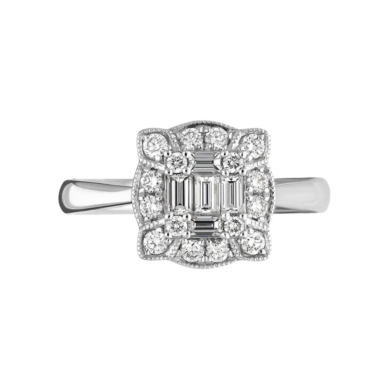 18ct White Gold Diamond Baguette Round Brilliant Cut Cluster Ring sold by Jura Watches product image thumbnail 2