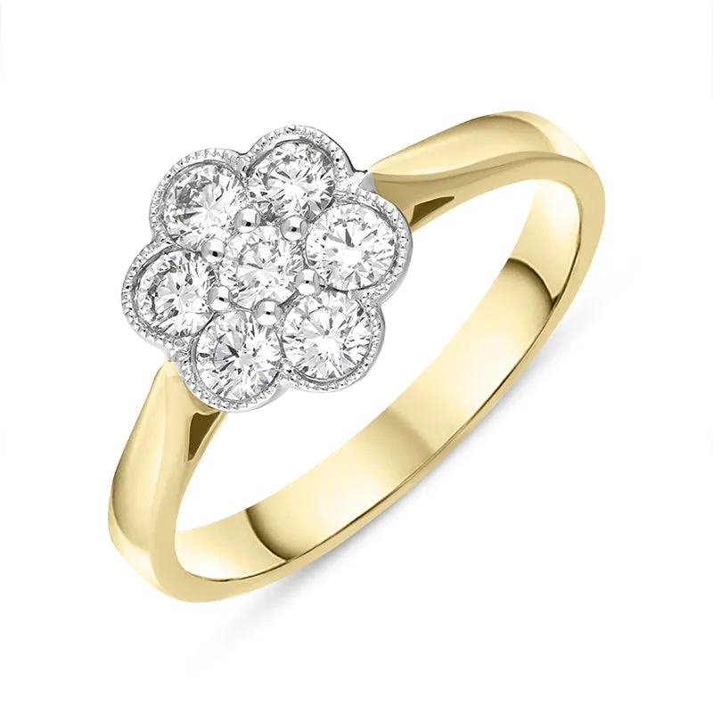 18ct Yellow Gold Diamond Round Brilliant Cut Cluster Ring sold by Jura Watches