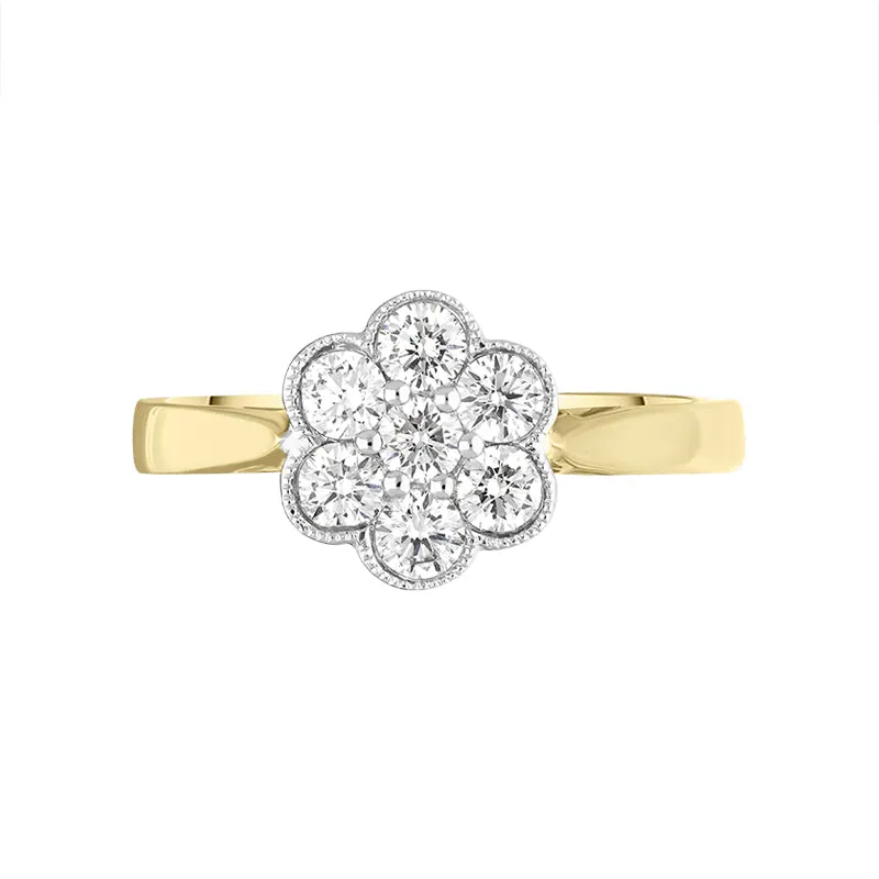 18ct Yellow Gold Diamond Round Brilliant Cut Cluster Ring sold by Jura Watches product image thumbnail 2
