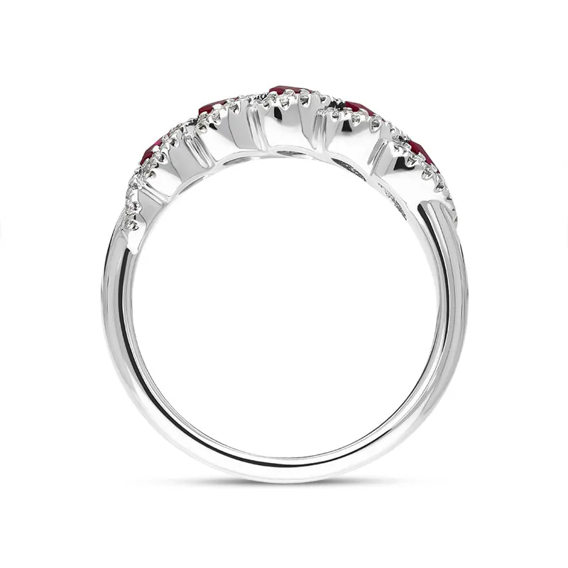 18ct White Gold Ruby Diamond Marquise Half Eternity Ring sold by Jura Watches product image thumbnail 3
