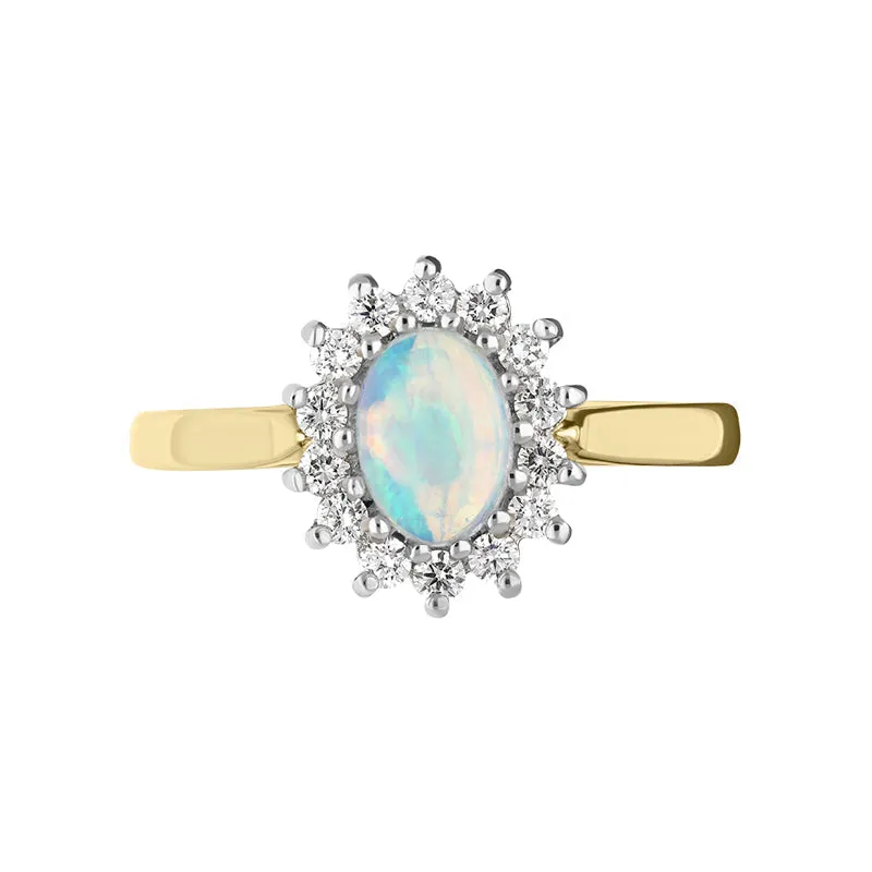18ct Yellow Gold Opal Diamond Oval Cluster Ring sold by Jura Watches product image thumbnail 2