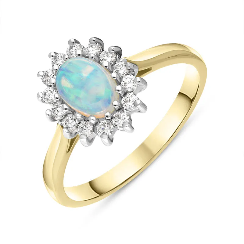 18ct Yellow Gold Opal Diamond Oval Cluster Ring sold by Jura Watches