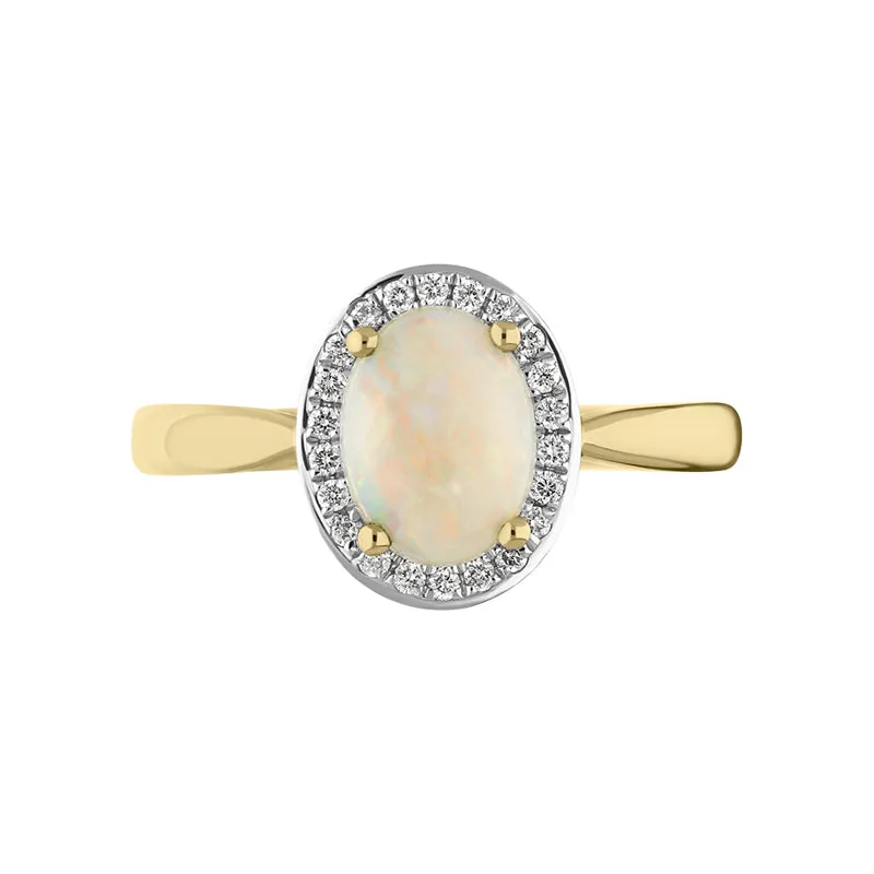 18ct Yellow Gold Opal Diamond Oval Cluster Ring sold by Jura Watches product image thumbnail 2