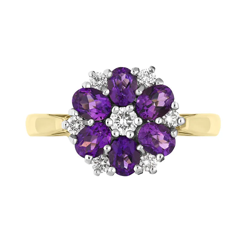 18ct Yellow Gold 0.98ct Amethyst Diamond Oval Cluster Ring sold by Jura Watches product image thumbnail 2