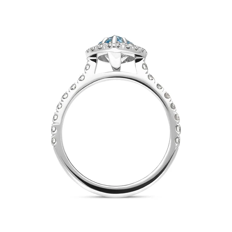 18ct White Gold Aquamarine Diamond Marquise Cut Shoulder Set Cluster Ring sold by Jura Watches product image thumbnail 3