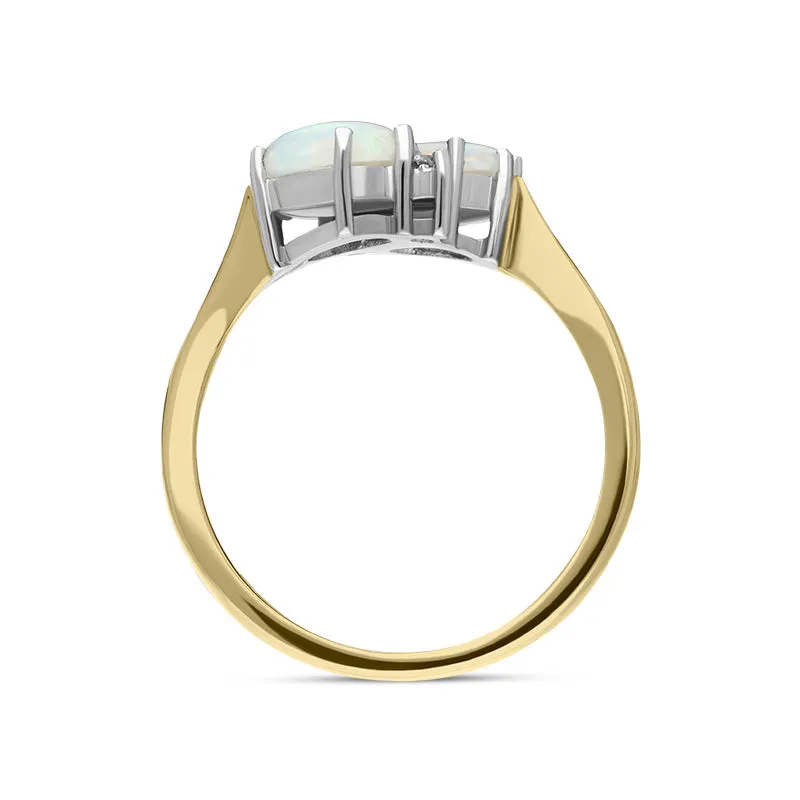 18ct Yellow Gold 1.00ct Opal 0.06ct Diamond Oval Cut Crossover Ring sold by Jura Watches product image thumbnail 3