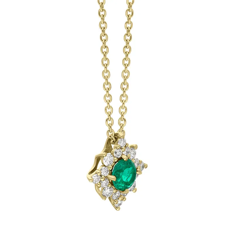 18ct Yellow Gold Emerald Diamond Star Cluster Necklace sold by Jura Watches product image thumbnail 2