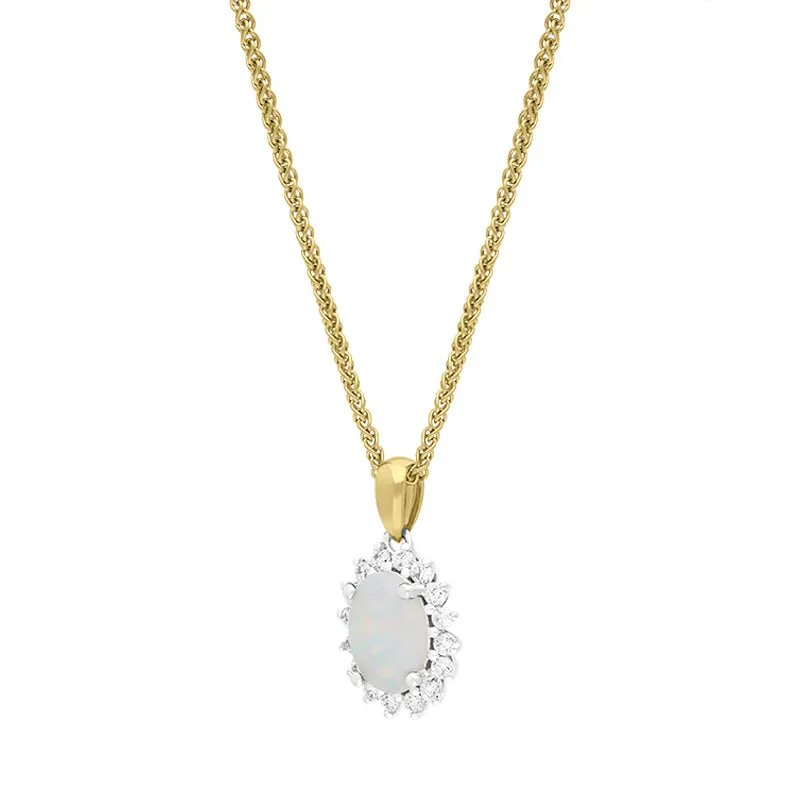 18ct Yellow and White Gold Opal Diamond Oval Cut Cluster Necklace sold by Jura Watches product image thumbnail 2