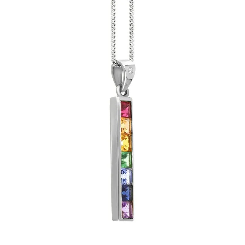 18ct White Gold Sapphire Diamond Princess Cut Multicolour Oblong Necklace sold by Jura Watches product image thumbnail 2