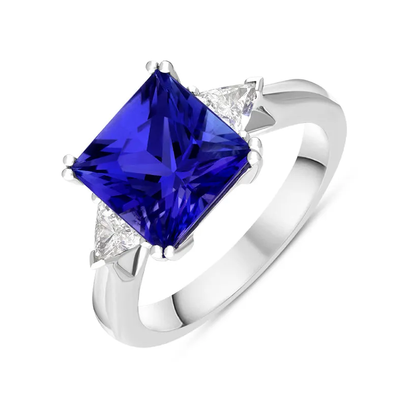 18ct White Gold Tanzanite Diamond Three Stone Ring sold by Jura Watches