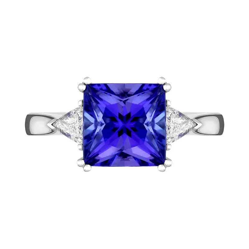 18ct White Gold Tanzanite Diamond Three Stone Ring sold by Jura Watches product image thumbnail 2