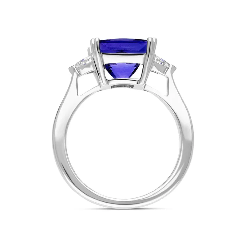 18ct White Gold Tanzanite Diamond Three Stone Ring sold by Jura Watches product image thumbnail 3