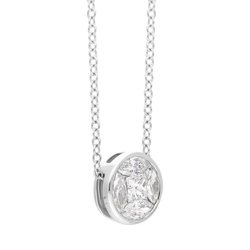 18ct White Gold Diamond Princess and Marquise Cut Round Cluster Necklace sold by Jura Watches product image thumbnail 2
