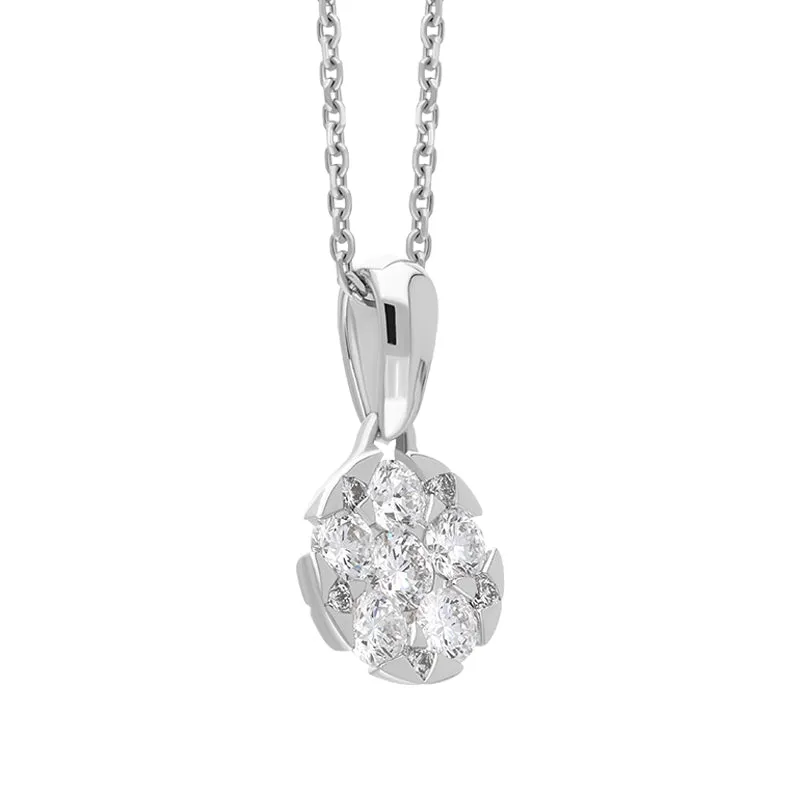18ct White Gold Diamond Brilliant Cut Round Cluster Necklace sold by Jura Watches product image thumbnail 2