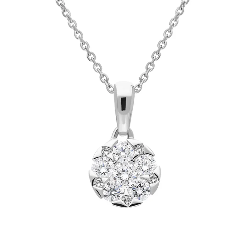 18ct White Gold Diamond Brilliant Cut Round Cluster Necklace sold by Jura Watches