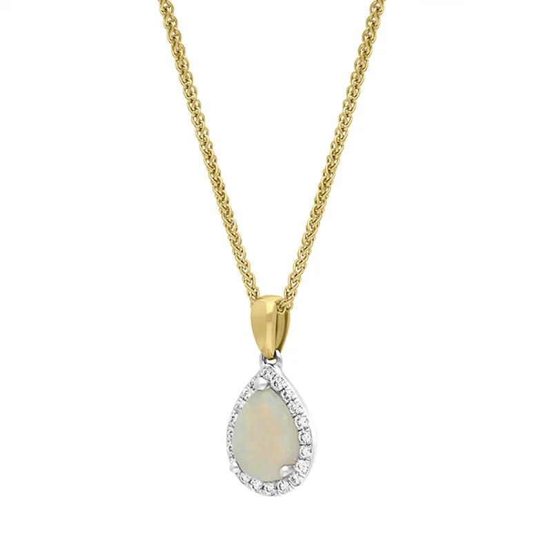 18ct White and Yellow Gold Opal Diamond Pear Drop Cluster Necklace sold by Jura Watches product image thumbnail 4