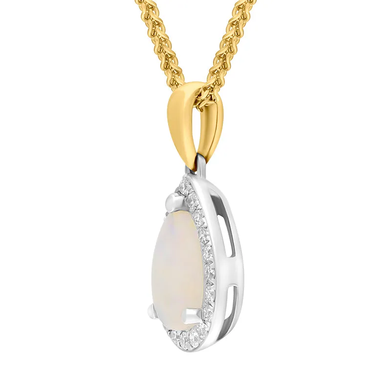 18ct White and Yellow Gold Opal Diamond Pear Drop Cluster Necklace sold by Jura Watches product image thumbnail 2