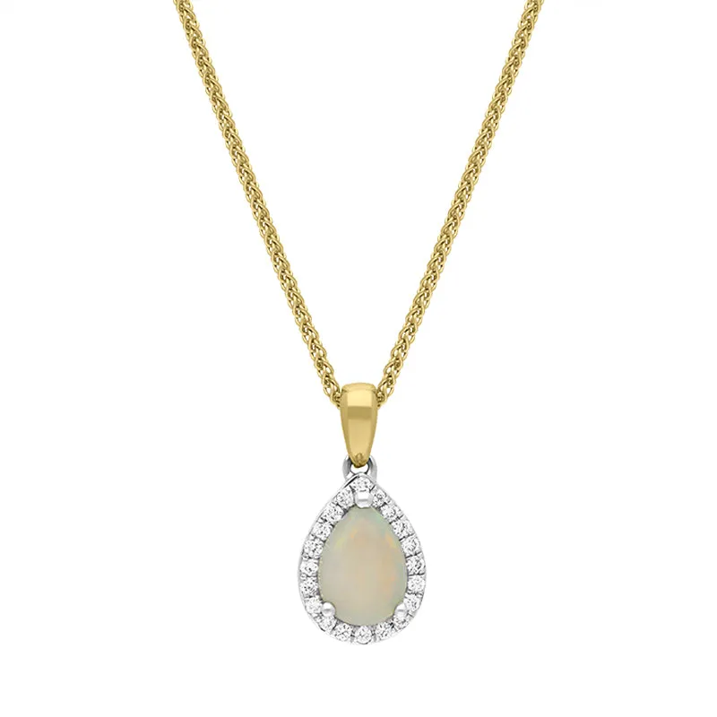 18ct White and Yellow Gold Opal Diamond Pear Drop Cluster Necklace sold by Jura Watches product image thumbnail 3