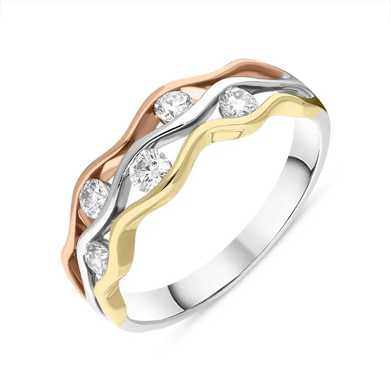 18ct Gold Diamond Tension Set Wave Ring sold by Jura Watches