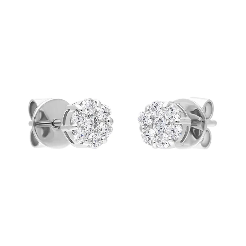 18ct White Gold Diamond Cluster Stud Earrings sold by Jura Watches product image thumbnail 3