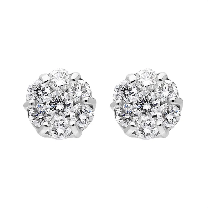 18ct White Gold Diamond Cluster Stud Earrings sold by Jura Watches