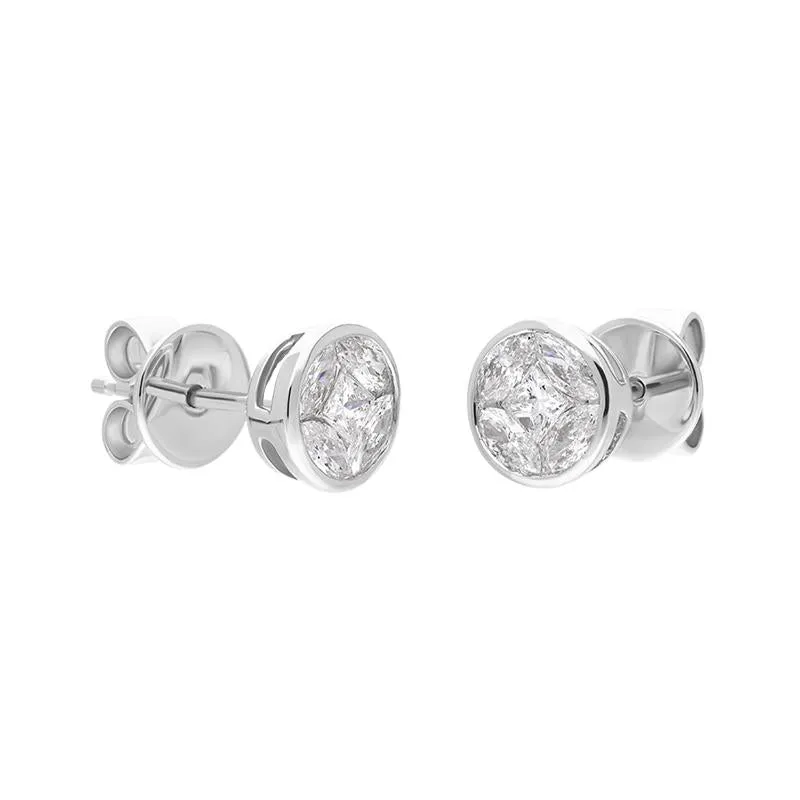 18ct White Gold Diamond Princess and Marquise Cut Cluster Stud Earrings sold by Jura Watches product image thumbnail 3