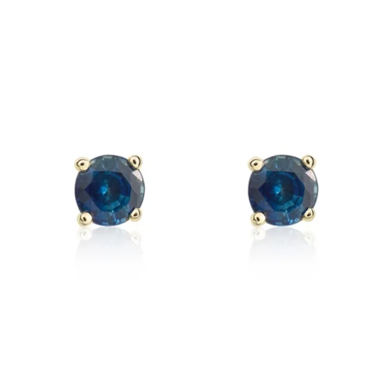 9ct Yellow Gold Sapphire 4mm Round Claw Set Stud Earrings sold by Jura Watches