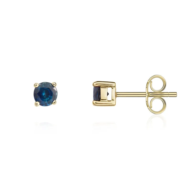 9ct Yellow Gold Sapphire 4mm Round Claw Set Stud Earrings sold by Jura Watches product image thumbnail 2