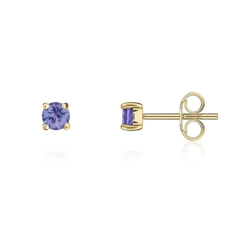 9ct Yellow Gold Tanzanite 3mm Round Claw Set Stud Earrings sold by Jura Watches product image thumbnail 2