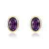 9ct Yellow Gold Amethyst 6x4mm Oval Rub Over Set Stud Earrings sold by Jura Watches