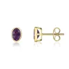 9ct Yellow Gold Amethyst 6x4mm Oval Rub Over Set Stud Earrings sold by Jura Watches
