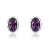 9ct White Gold Amethyst 6x4mm Oval Rub Over Set Stud Earrings sold by Jura Watches