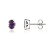 9ct White Gold Amethyst 6x4mm Oval Rub Over Set Stud Earrings sold by Jura Watches