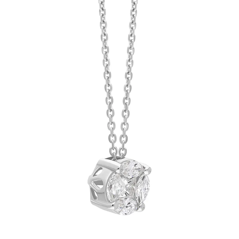 18ct White Gold Diamond Princess and Marquise Cut Round Cluster Necklace sold by Jura Watches product image thumbnail 2