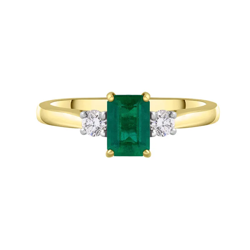 18ct Yellow Gold Emerald Diamond Three Stone Ring sold by Jura Watches product image thumbnail 2