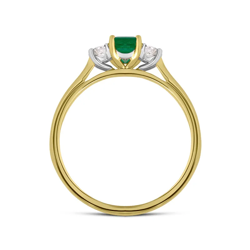 18ct Yellow Gold Emerald Diamond Three Stone Ring sold by Jura Watches product image thumbnail 3