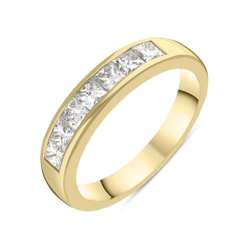 18ct Yellow Gold Diamond Princess Cut Channel Set Half Eternity Ring sold by Jura Watches