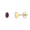 9ct Yellow Gold Amethyst 5x3mm Oval Rub Over Set Stud Earrings sold by Jura Watches