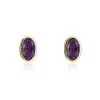 9ct Yellow Gold Amethyst 5x3mm Oval Rub Over Set Stud Earrings sold by Jura Watches