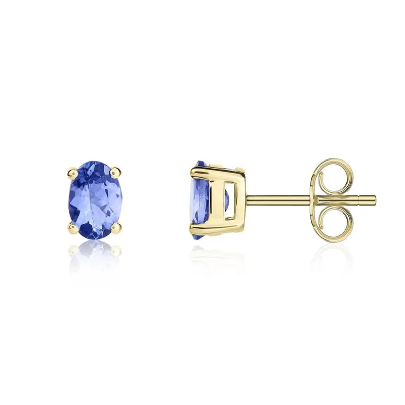 9ct Yellow Gold Tanzanite 6x4mm Oval Claw Set Stud Earrings sold by Jura Watches product image thumbnail 2