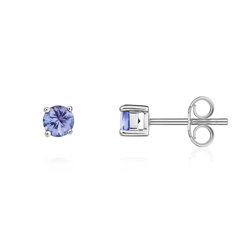9ct White Gold Tanzanite 4mm Round Claw Set Stud Earrings sold by Jura Watches product image thumbnail 2