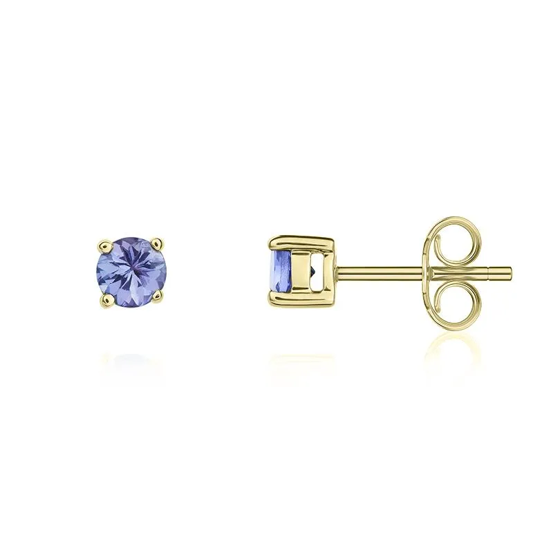 9ct Yellow Gold Tanzanite 4mm Round Claw Set Stud Earrings sold by Jura Watches product image thumbnail 2