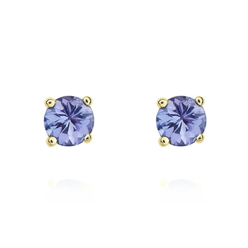9ct Yellow Gold Tanzanite 4mm Round Claw Set Stud Earrings sold by Jura Watches