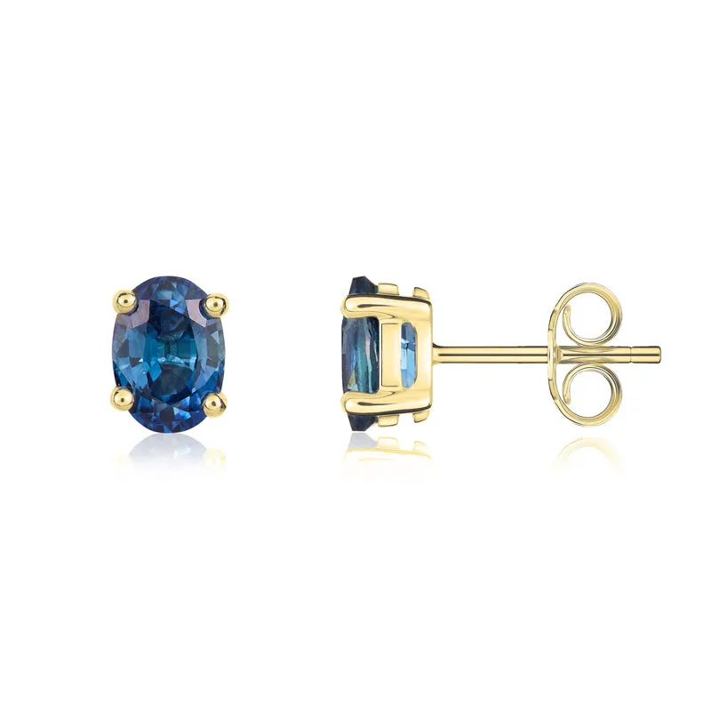 9ct Yellow Gold Sapphire 7x5mm Oval Claw Set Stud Earrings sold by Jura Watches product image thumbnail 2