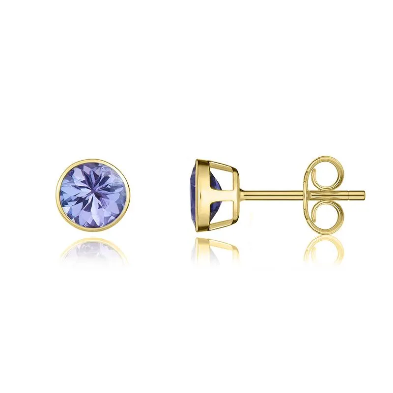 9ct Yellow Gold Tanzanite 5mm Round Rub Over Set Stud Earrings sold by Jura Watches product image thumbnail 2