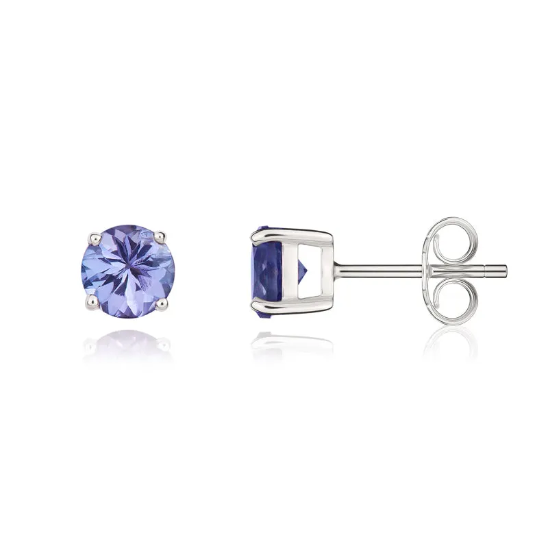 9ct White Gold Tanzanite 5mm Round Claw Set Stud Earrings sold by Jura Watches product image thumbnail 2