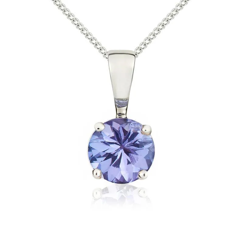 9ct White Gold Tanzanite 5mm Round Claw Set Pendant and Stud Earrings Set sold by Jura Watches product image thumbnail 2